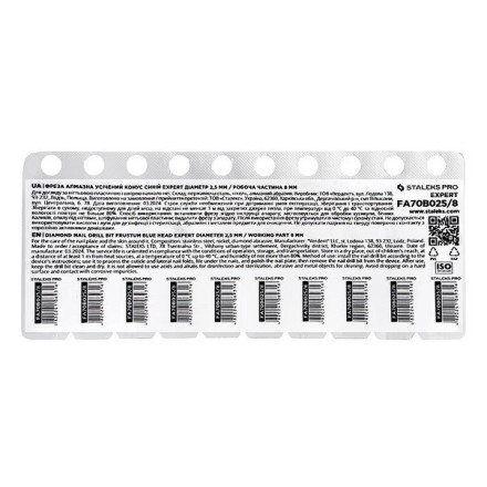 Frez diamentowy STALEKS PRO EXPERT Stożek ścięty, średnica 2,5 mm, część robocza 8 mm (niebieski)
