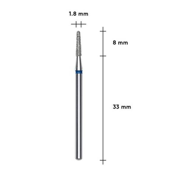 Diamond Nail Drill Bit STALEKS PRO EXPERT, Truncated Cone, Diameter 1.8 mm, Working Part 8 mm (Blue)