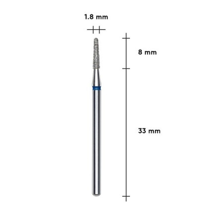 Diamond Nail Drill Bit STALEKS PRO EXPERT, Truncated Cone, Diameter 1.8 mm, Working Part 8 mm (Blue)