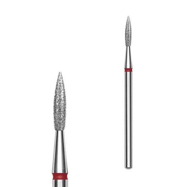 Frez diamentowy STALEKS PRO EXPERT flame sharp czerwona, średnica 2.3 mm, część robocza 8 mm