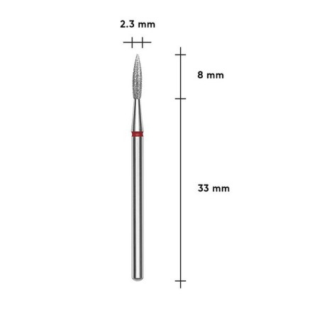 Frez diamentowy STALEKS PRO EXPERT flame sharp czerwona, średnica 2.3 mm, część robocza 8 mm