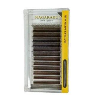 Ресницы коричневые Nagaraku Mix D W-форма 3D, 0.07, 8–12 мм