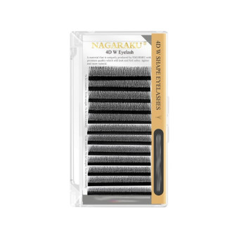 Eyelashes Nagaraku Mix D W-shape 4D, 0.10, 8-14 mm