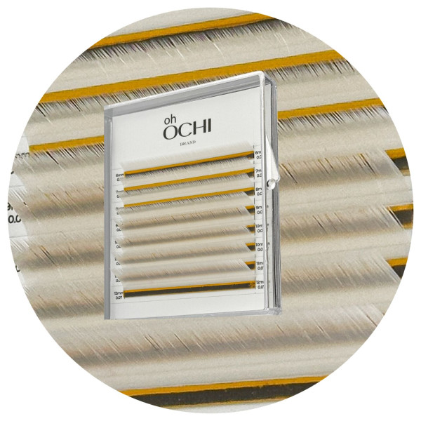 Rzęsy Oh OCHI 8 linii Silver White Mix, skręt CC, 0,07, 6–12 mm