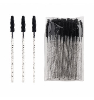 Silicone Eyelash Brushes, Black with Glitter (50 pcs/pack)
