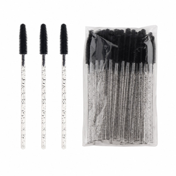 Silicone Eyelash Brushes, Black with Glitter (50 pcs/pack)
