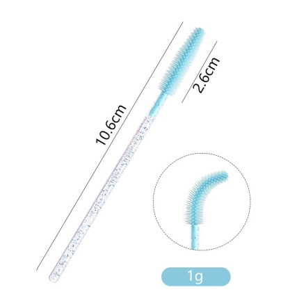 Silicone Eyelash Brushes, Blue with Glitter (50 pcs/pack)