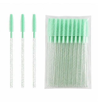 Silicone Eyelash Brushes, Turquoise with Glitter (50 pcs/pack)