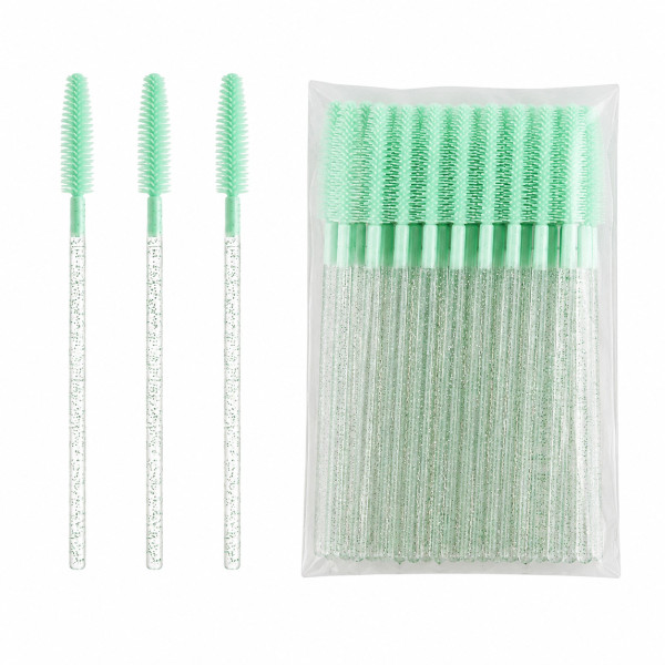 Silicone Eyelash Brushes, Turquoise with Glitter (50 pcs/pack)