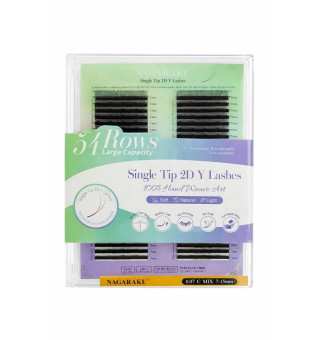 Nagaraku 54 lines Y-shaped 2D Mix C, 0.10 lashes, 7–15 mm