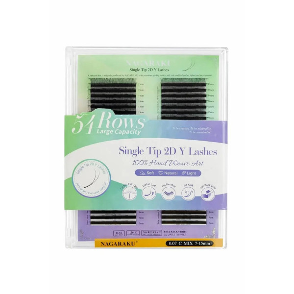 Nagaraku 54 lines Y-shaped 2D Mix C, 0.10 lashes, 7–15 mm