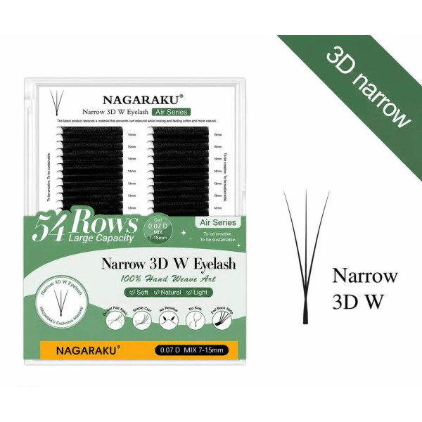 Nagaraku 54 lines W-shaped 3D Mix C 0.07 lashes, 7–15 mm