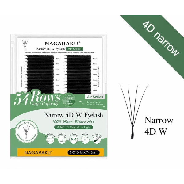 Nagaraku 54 lines W-shaped 4D Mix C 0.07 lashes, 7–15 mm