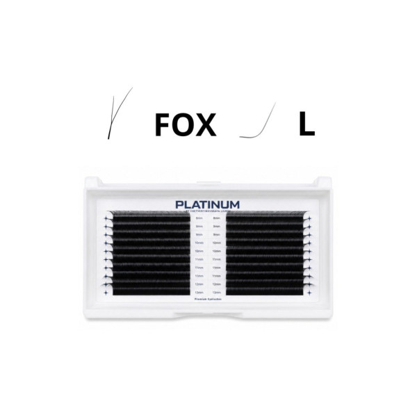 Готовые пучки для наращивания PLATINUM FOX чёрные Mix L, 0.07, 8–13 мм