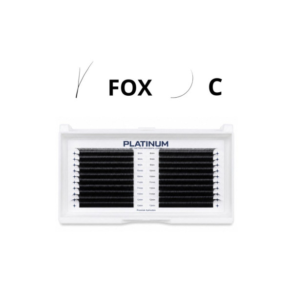 Готовые пучки для наращивания PLATINUM FOX чёрные Mix С, 0.07, 8–13 мм