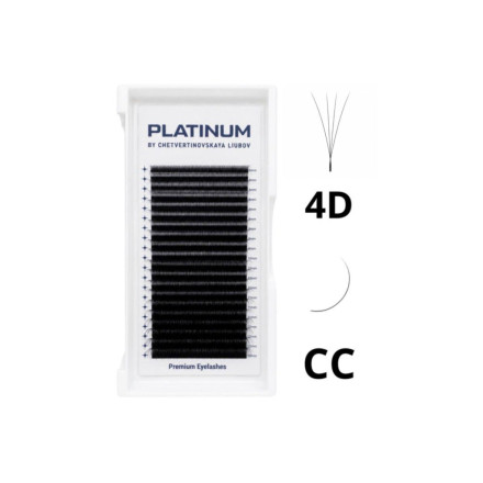 Ресницы чёрные PLATINUM, Mix CC, W-Shape 4D, 0.07, 6–13 мм