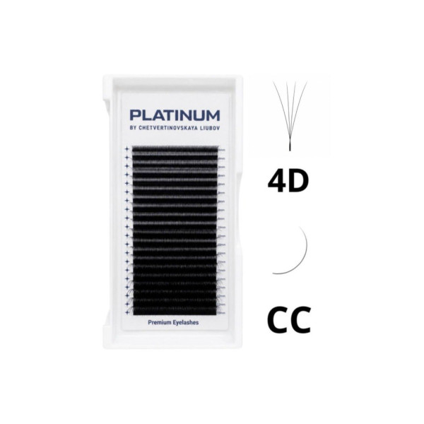 Ресницы чёрные PLATINUM, Mix CC, W-Shape 4D, 0.07, 6–13 мм