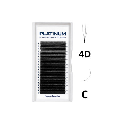 Вії чорні PLATINUM mix C U-форма 4D, 0.07, 7–13 мм