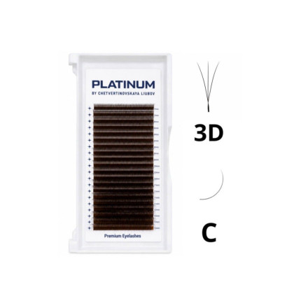 Вії темно-коричневі PLATINUM mix C W-форма 3D, 0.07, 7–13 мм